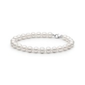 Bratara perle naturale albe si argint 20 cm DiAmanti FORW485-B-G